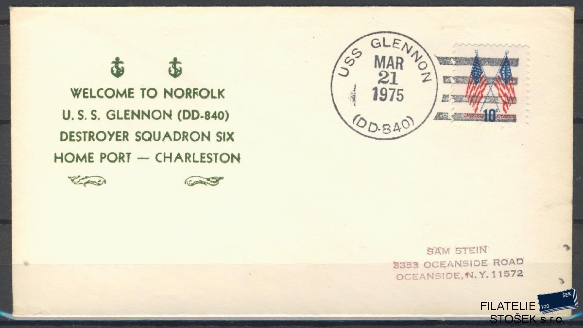Lodní pošta celistvosti - USA - USS Glennon
