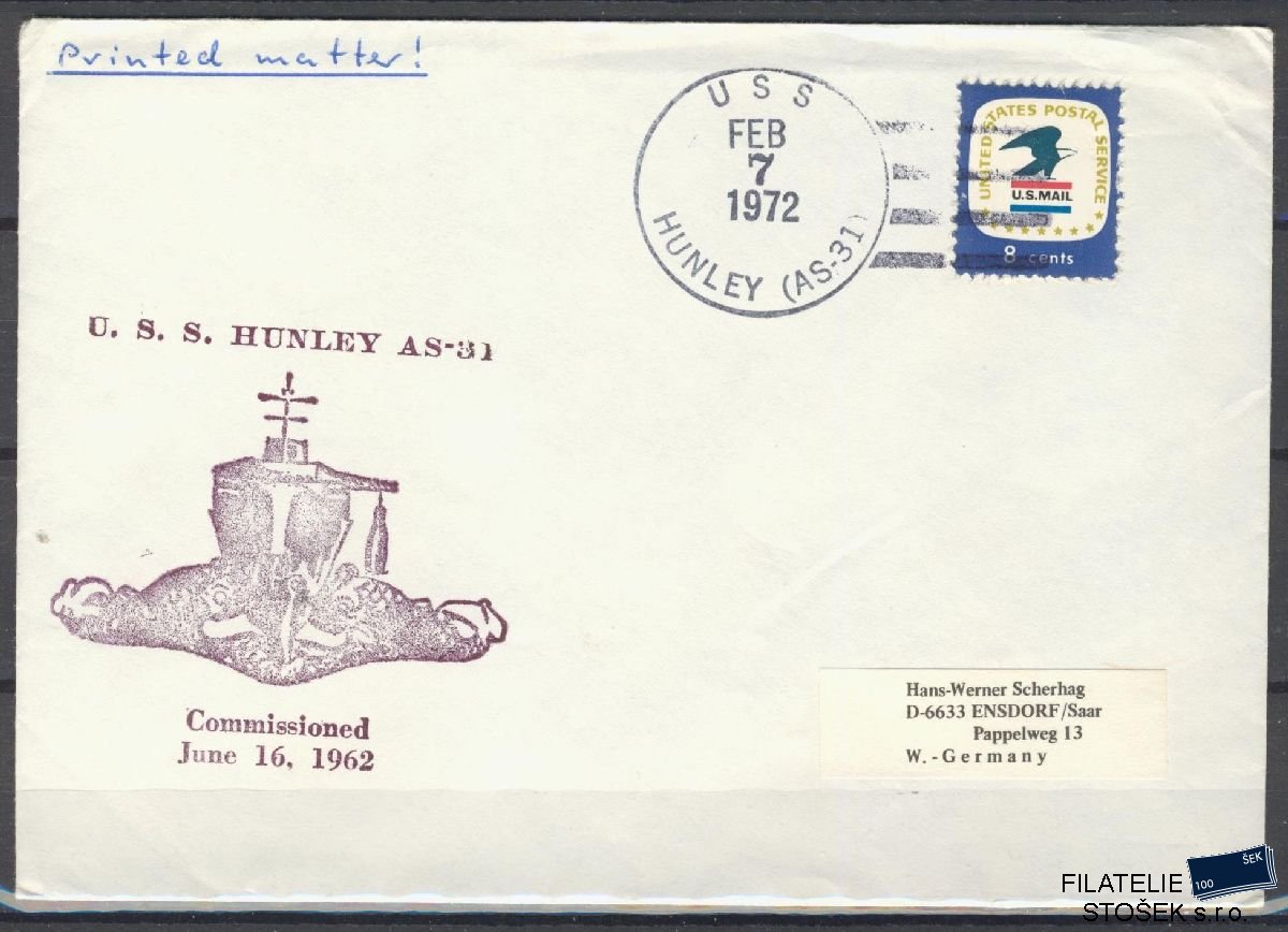 Lodní pošta celistvosti - USA - USS Hunley