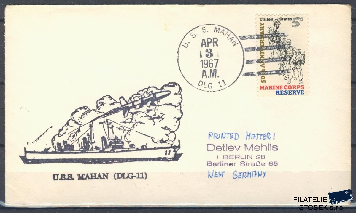 Lodní pošta celistvosti - USA - USS Mahan