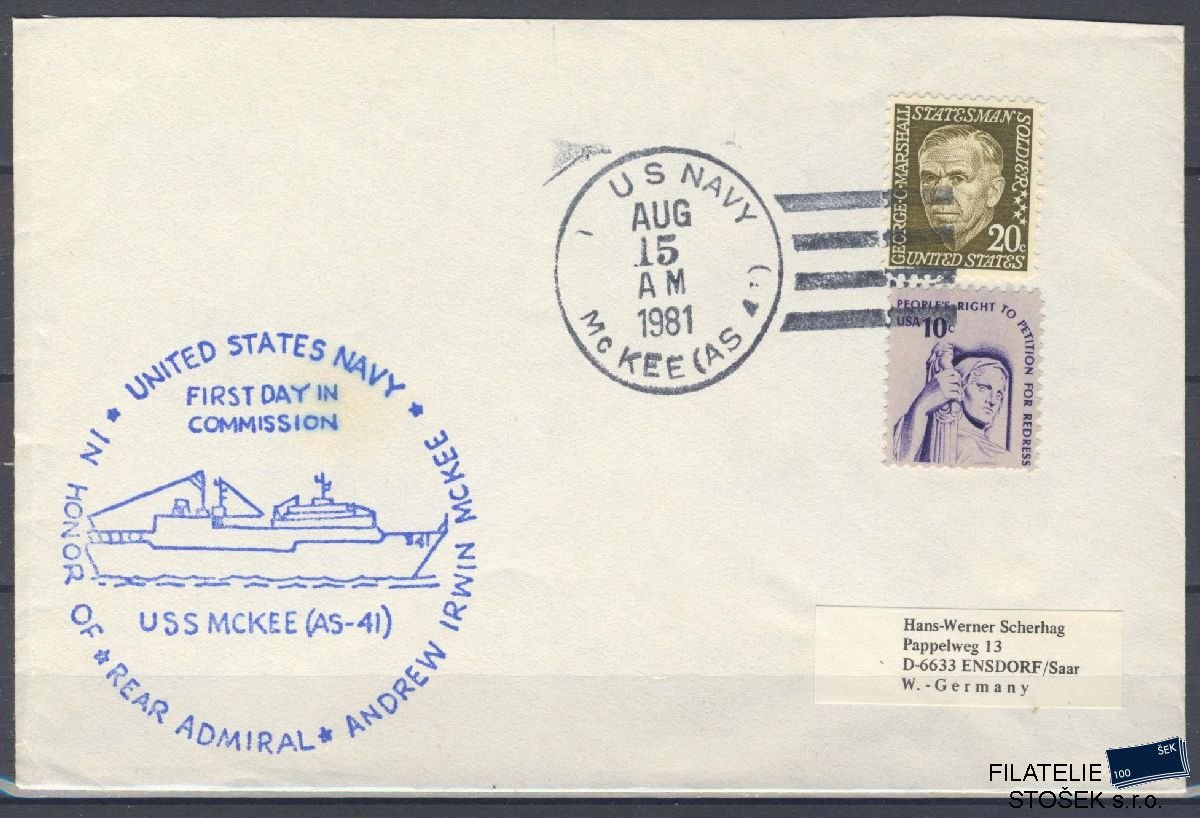 Lodní pošta celistvosti - USA - USS Mc Kee