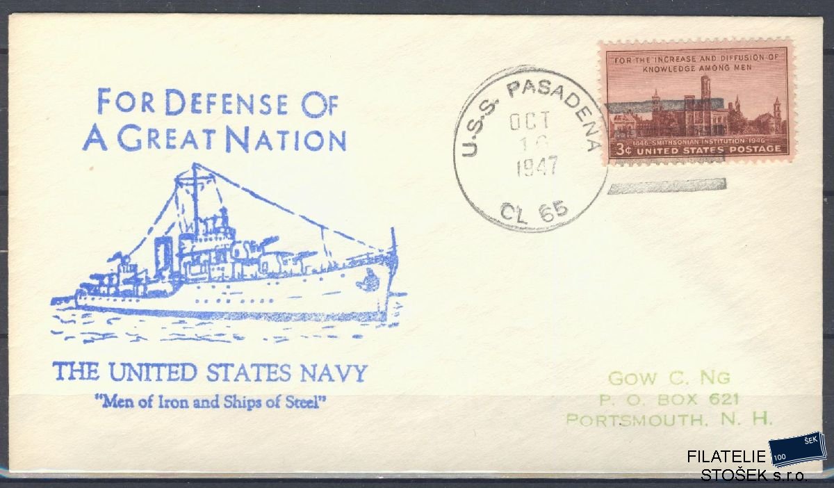 Lodní pošta celistvosti - USA - USS Pasadena