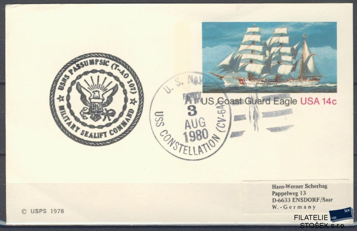 Lodní pošta celistvosti - USA - USS Pasumpsic