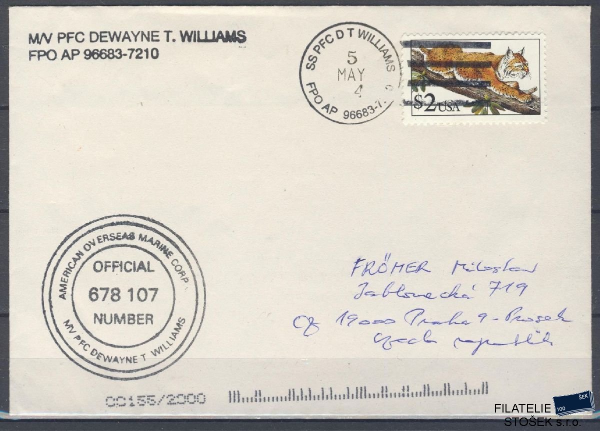 Lodní pošta celistvosti - USA - USS PFC Dewayene T Williams