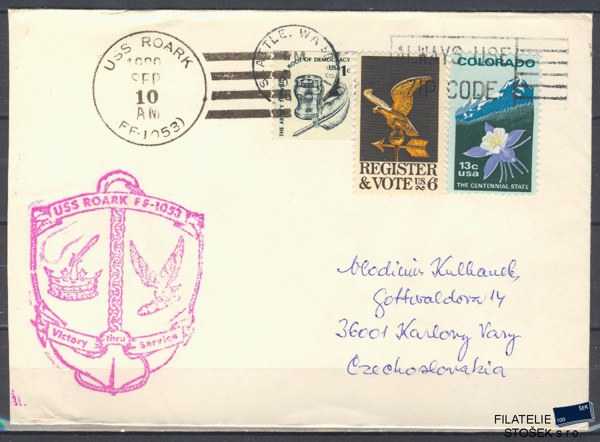 Lodní pošta celistvosti - USA - USS Roark