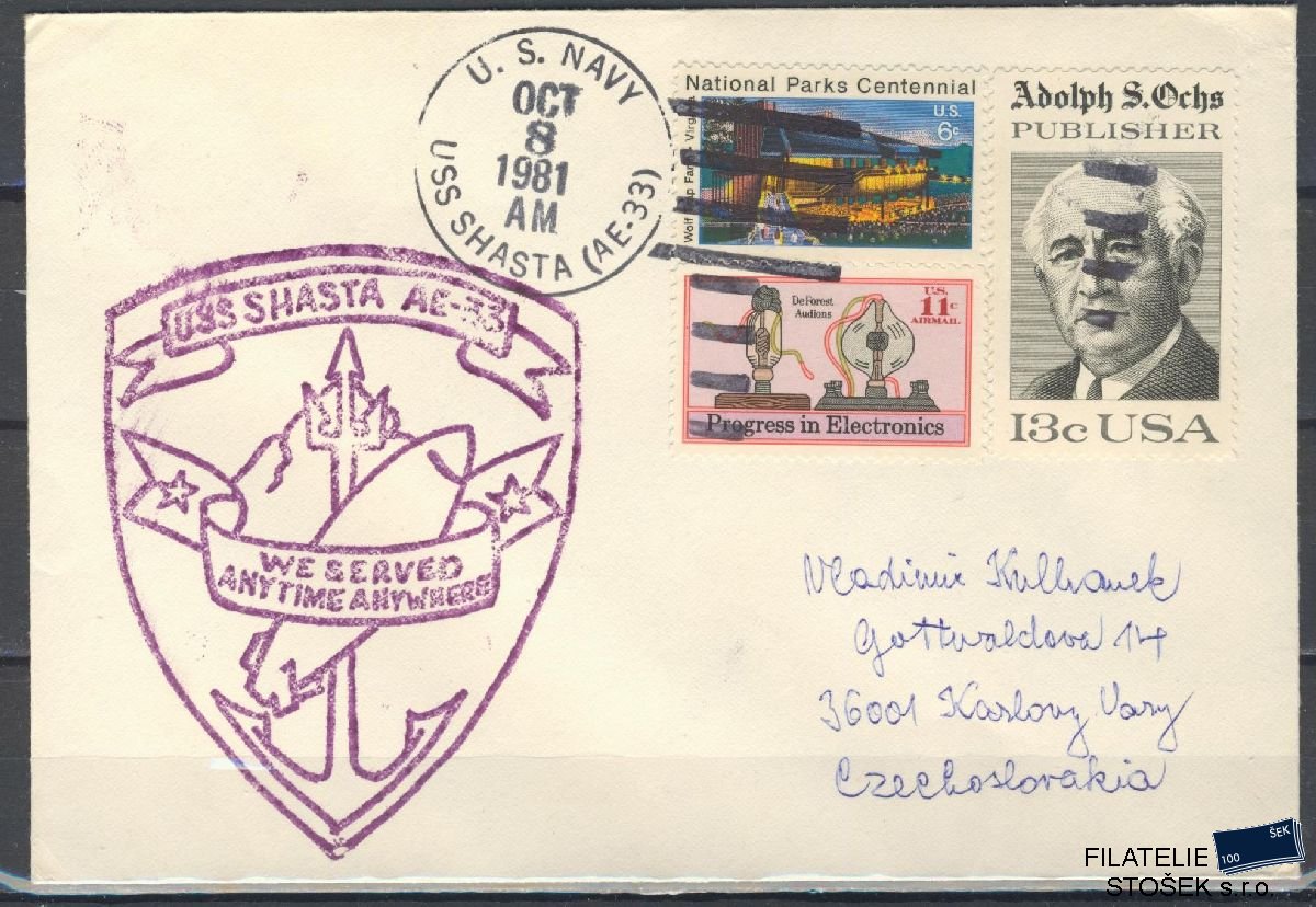 Lodní pošta celistvosti - USA - USS Shasta