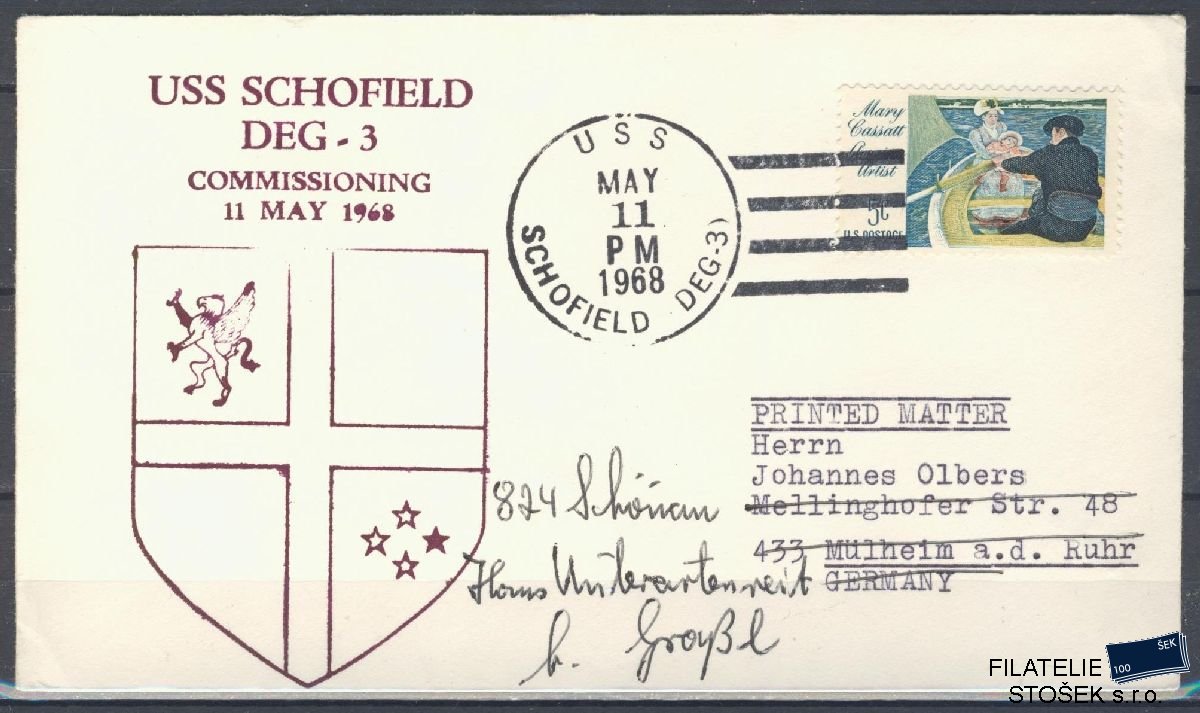 Lodní pošta celistvosti - USA - USS Schofield