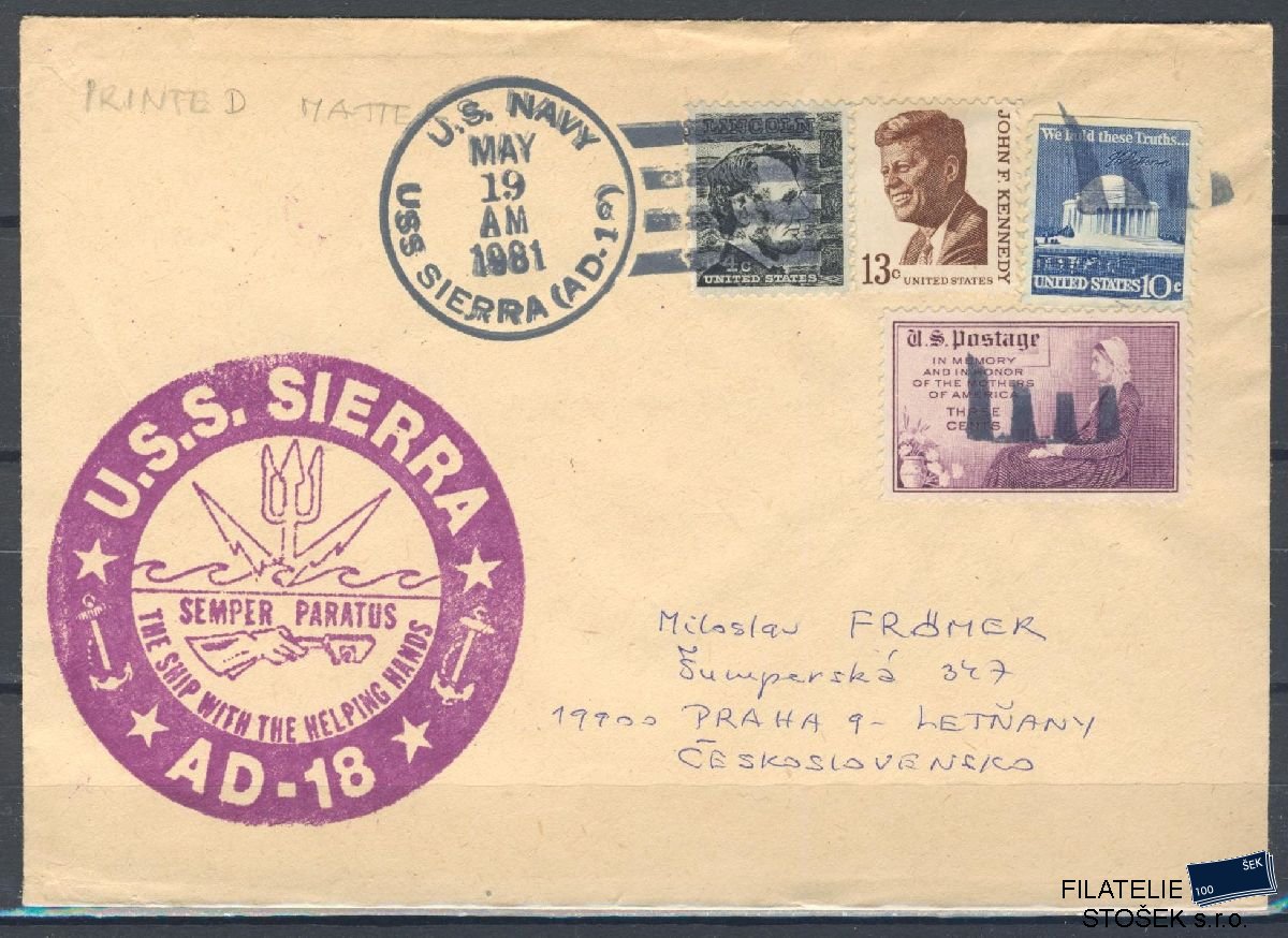 Lodní pošta celistvosti - USA - USS Sierra