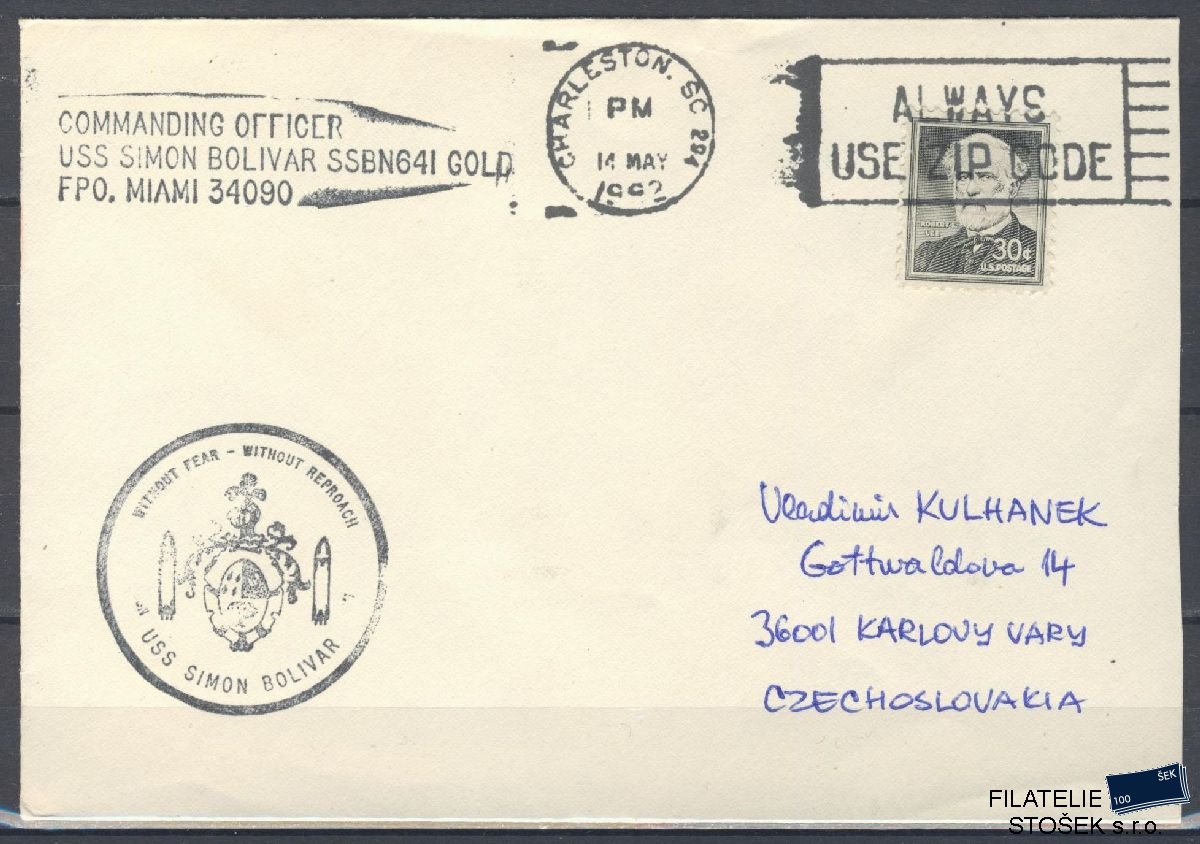 Lodní pošta celistvosti - USA - USS Simon Bolivar