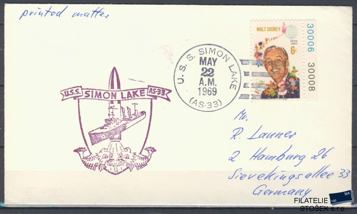 Lodní pošta celistvosti - USA - USS Simon Lake