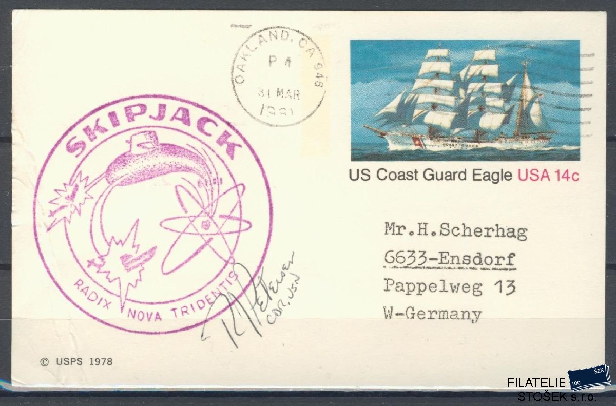 Lodní pošta celistvosti - USA - USS Skipjack