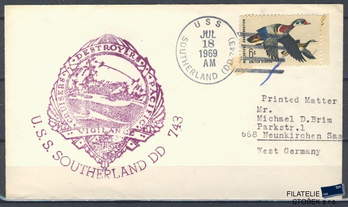 Lodní pošta celistvosti - USA - USS Southernland