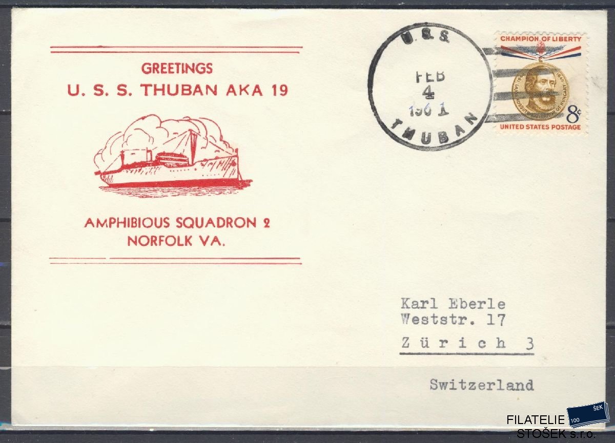 Lodní pošta celistvosti - USA - USS Thuban Aka