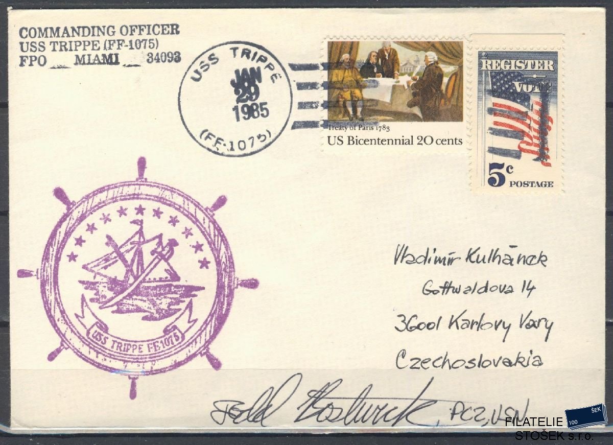 Lodní pošta celistvosti - USA - USS Trippe