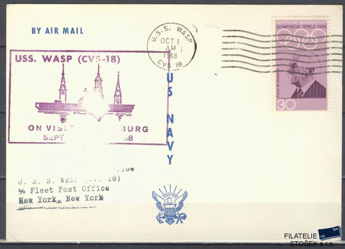 Lodní pošta celistvosti - USA - USS Wasp