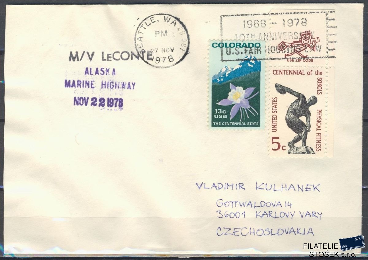 Lodní pošta celistvosti - USA - USS M/V Le Conte