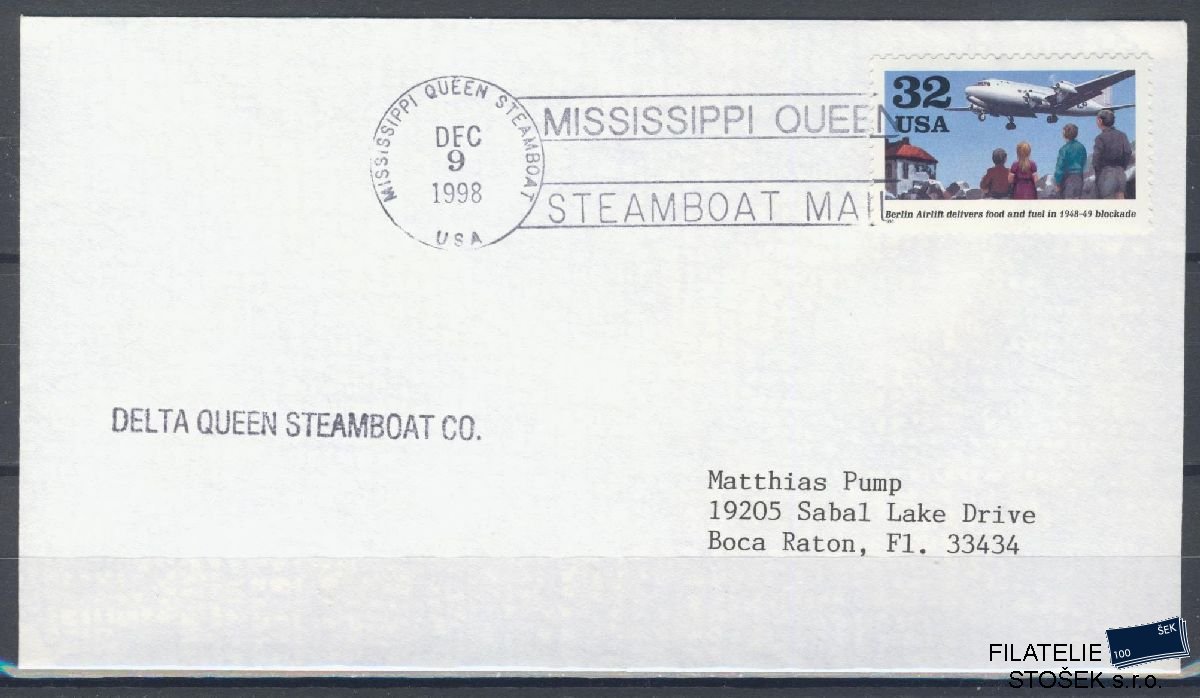 Lodní pošta celistvosti - USA - USS Mississippi Queen