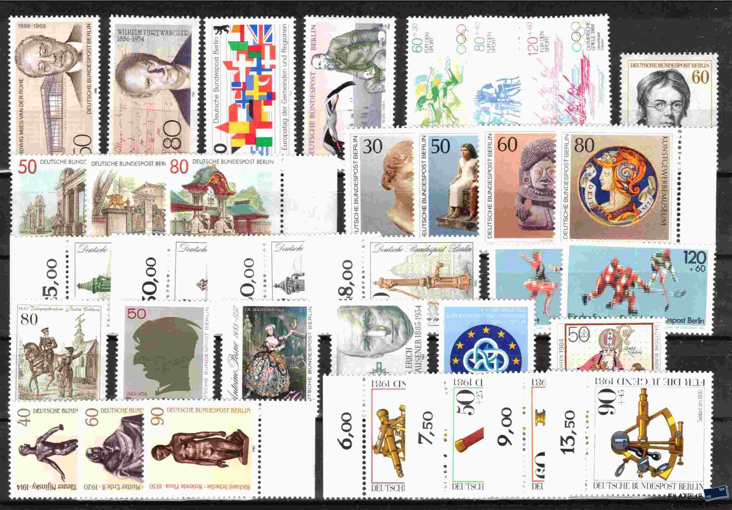 Německo - Berlin známky - sestava známek na kartičce A 5