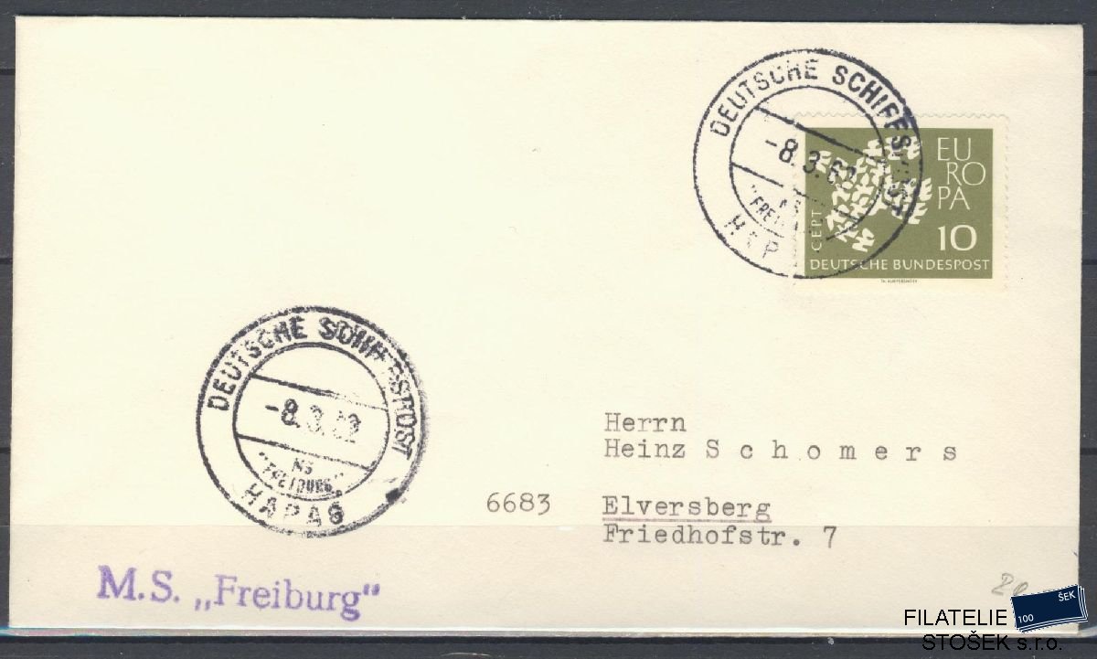 Lodní pošta celistvosti - Deutsche Schifpost - MS Freiburg