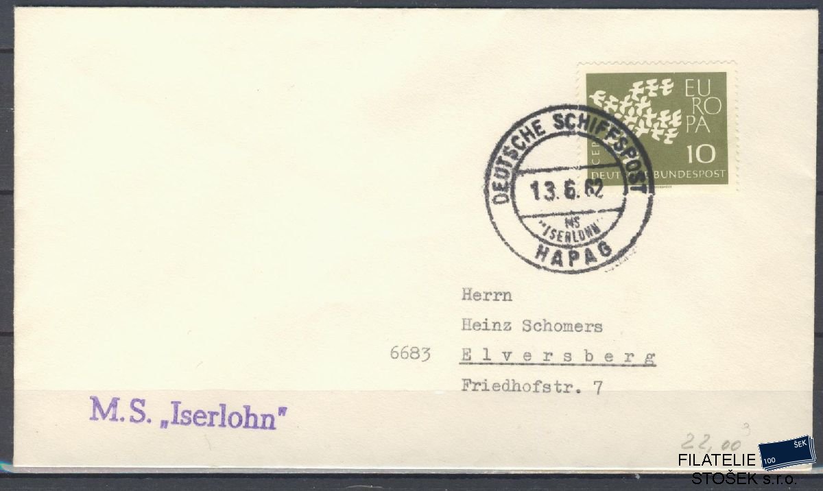 Lodní pošta celistvosti - Deutsche Schifpost - MS Iserlohn