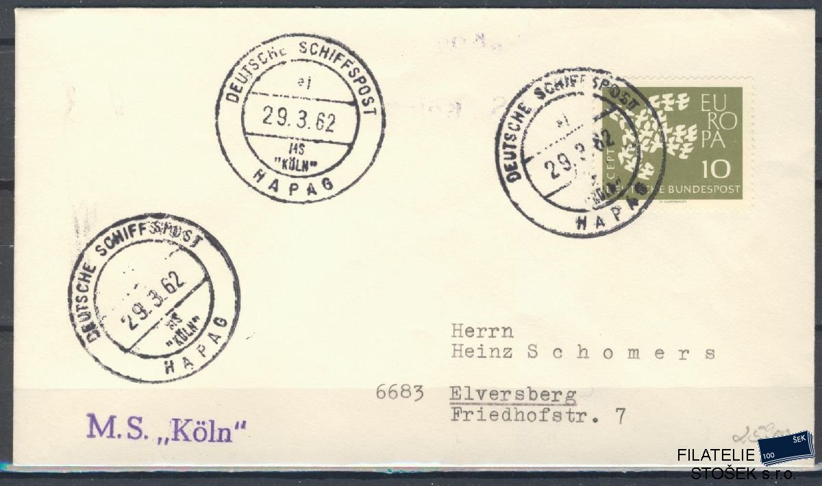 Lodní pošta celistvosti - Deutsche Schifpost - MS Koln