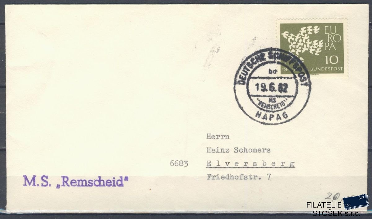 Lodní pošta celistvosti - Deutsche Schifpost - MS Remscheid