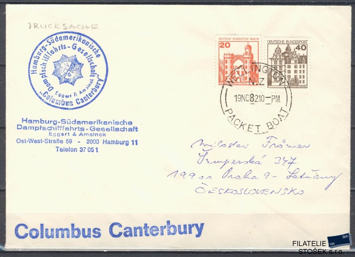 Lodní pošta celistvosti - Deutsche Schifpost - MS Columbus Canterbury