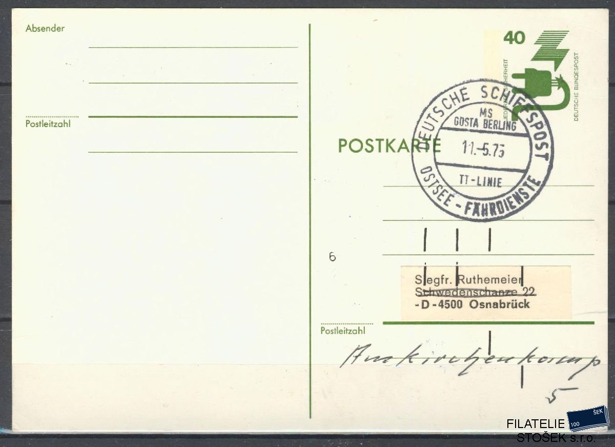 Lodní pošta celistvosti - Deutsche Schifpost - MS Gosta Berlin