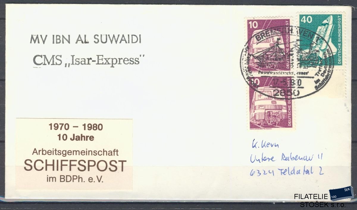 Lodní pošta celistvosti - Deutsche Schifpost - MS Isar Express