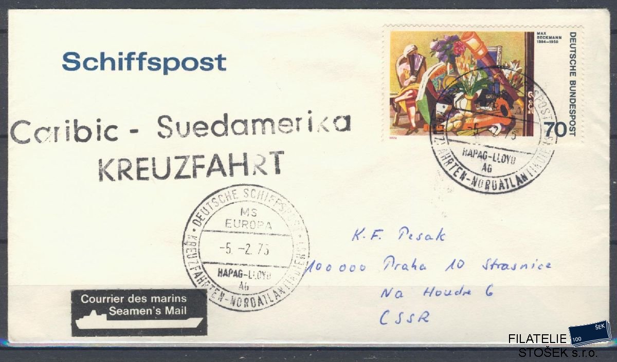 Lodní pošta celistvosti - Deutsche Schifpost - MS Caribic - Suedamerika