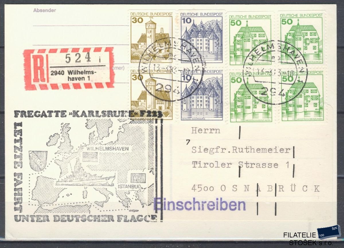 Lodní pošta celistvosti - Deutsche Schifpost - Fregate Karlsruhe