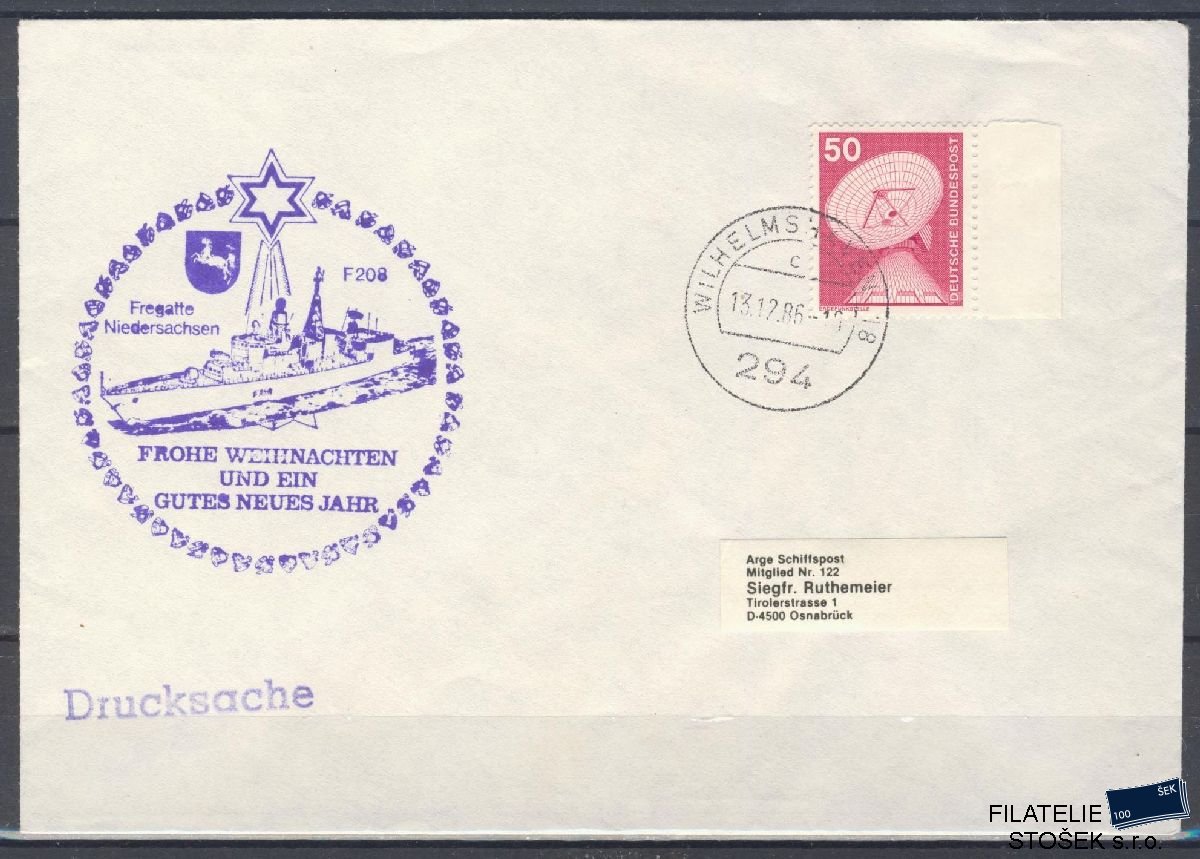 Lodní pošta celistvosti - Deutsche Schifpost - Fregate Niedersachsen