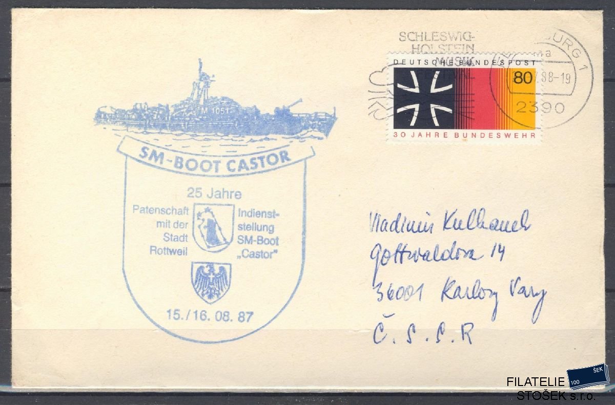 Lodní pošta celistvosti - Deutsche Schifpost - Boot Castor