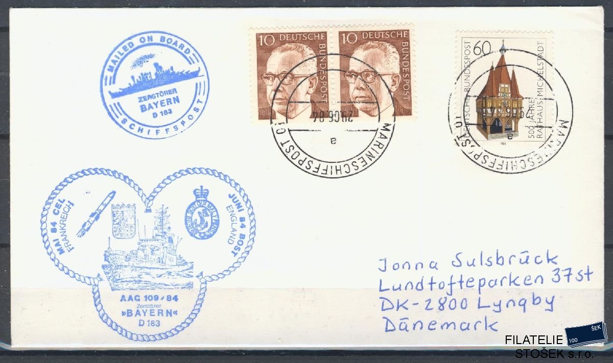 Lodní pošta celistvosti - Deutsche Schifpost - Zerstörer Bayern