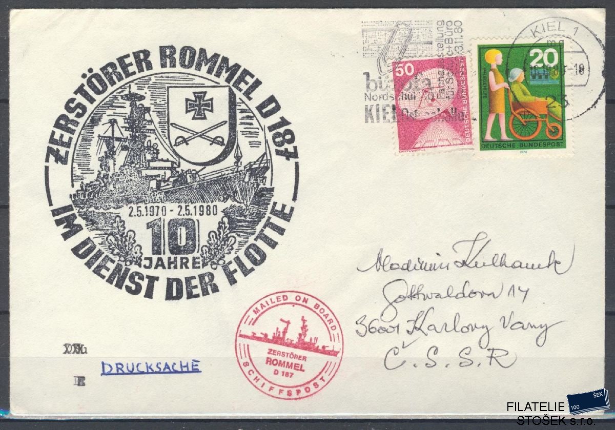 Lodní pošta celistvosti - Deutsche Schifpost - Zerstörer Rommel