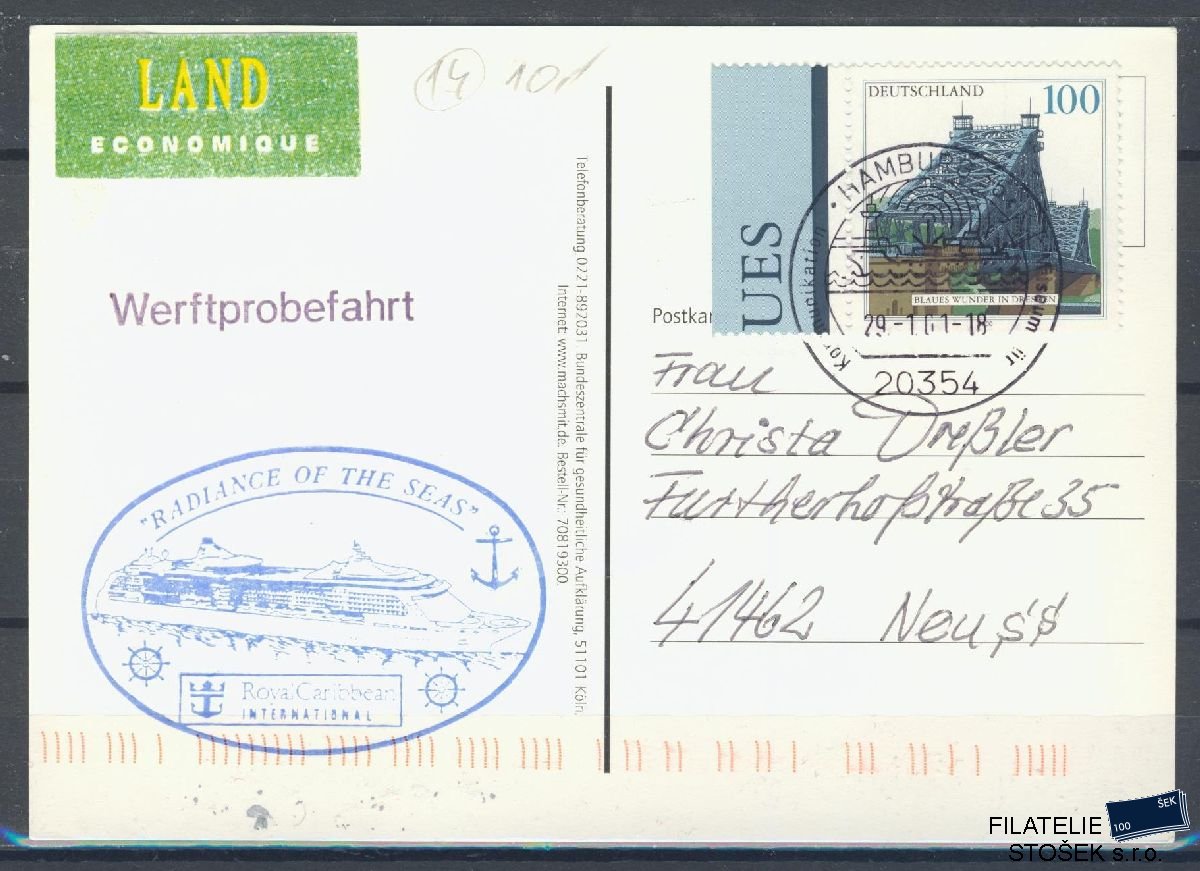 Lodní pošta celistvosti - Deutsche Schifpost - Radiance of The Seas