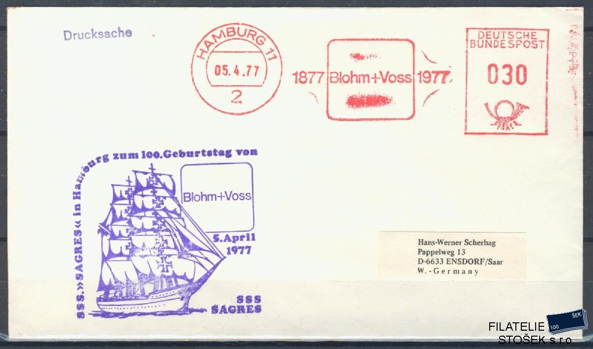 Lodní pošta celistvosti - Deutsche Schifpost - SSS Sagres