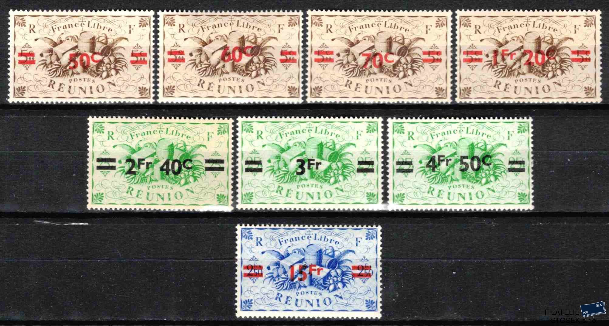 Reunion známky 1945 Londres-přetisk