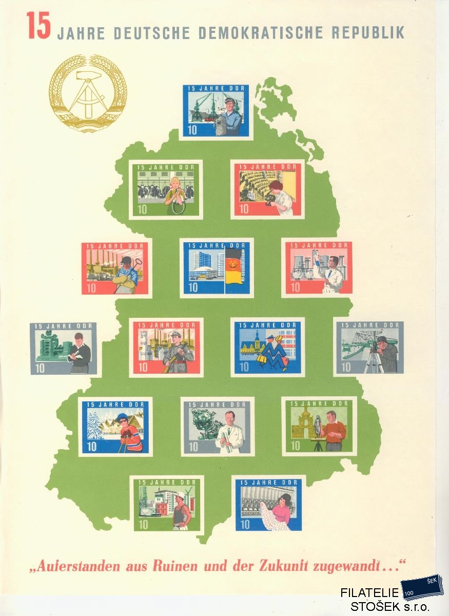 NDR známky Mi Blok 19 - KVP natrženo v okraji