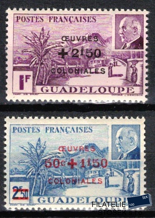 Guadeloupe známky 1944 Pétain surchargés