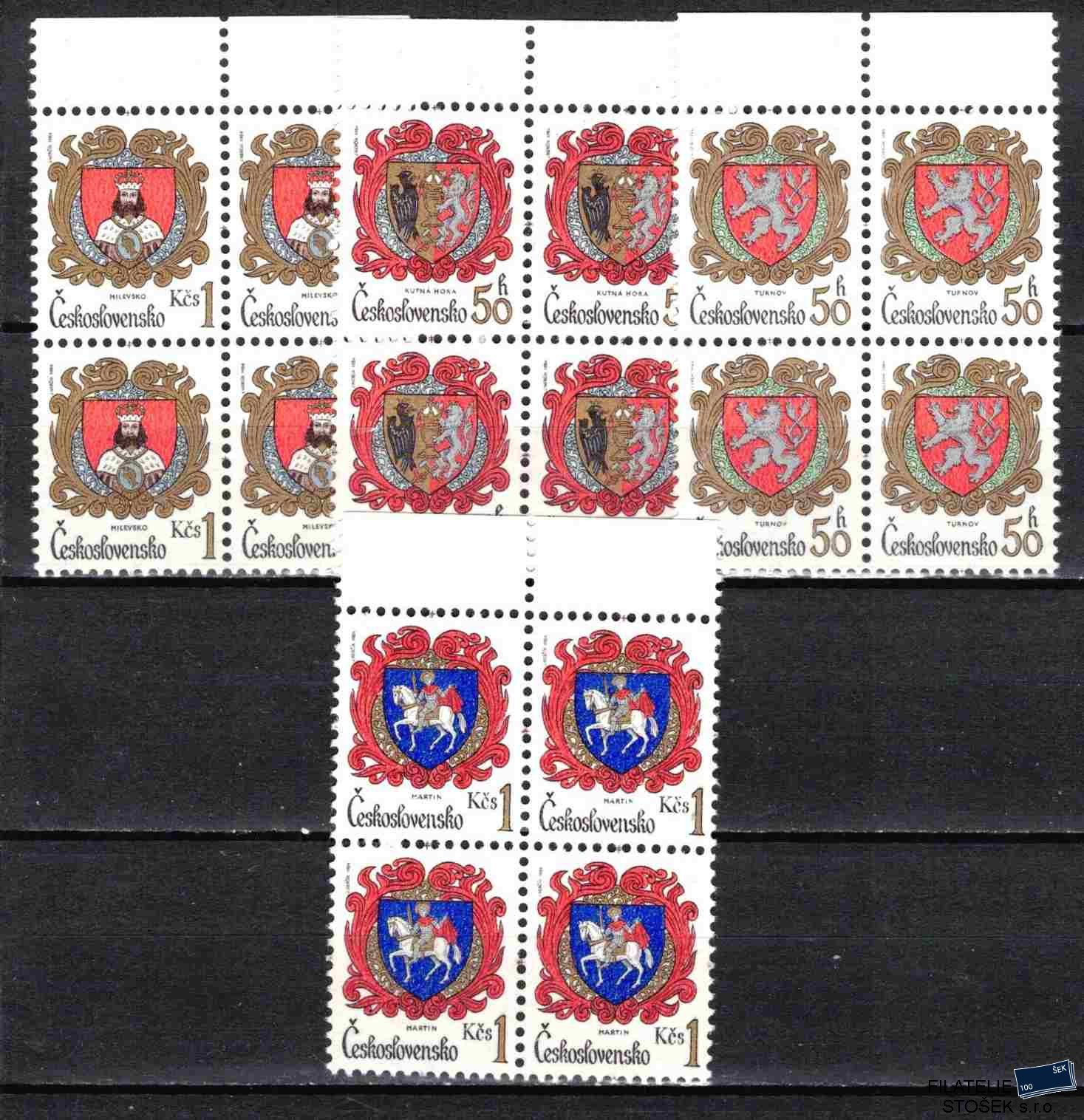 ČSSR známky 2634-8 Čtyřbloky krajové