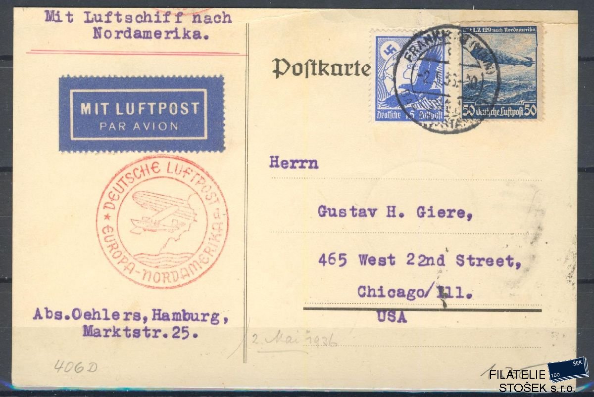 Deutsches Reich celistvost - Frankfurt - Chicago