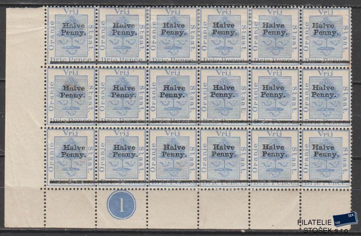 Oranje Staat známky Mi 19 18 Blok