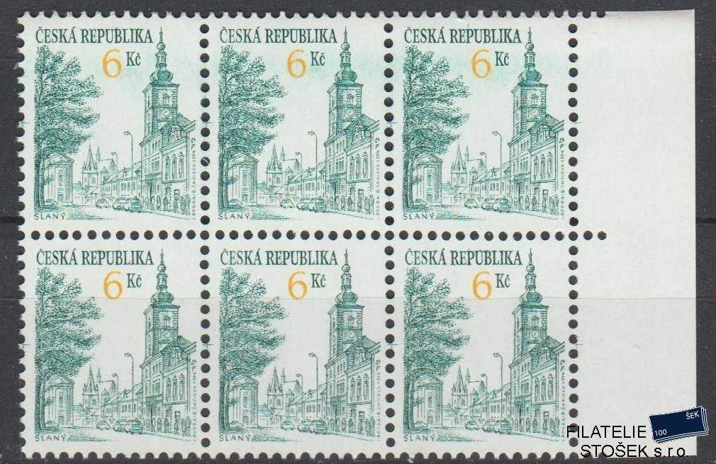 ČR známky 52 6 Blok - Zelena barva na horních známkách