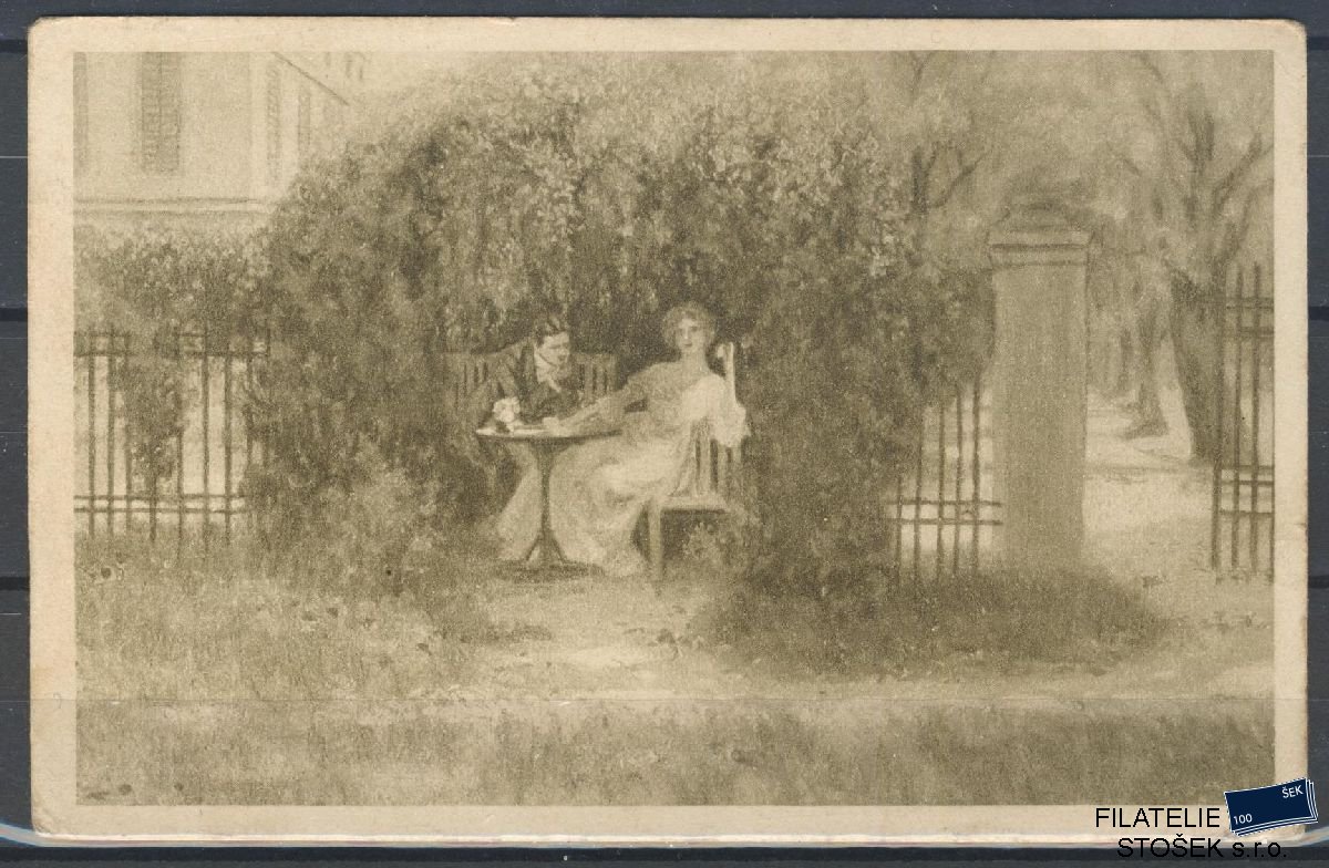 Námětová Pohlednice - Muž se ženou v zahradě