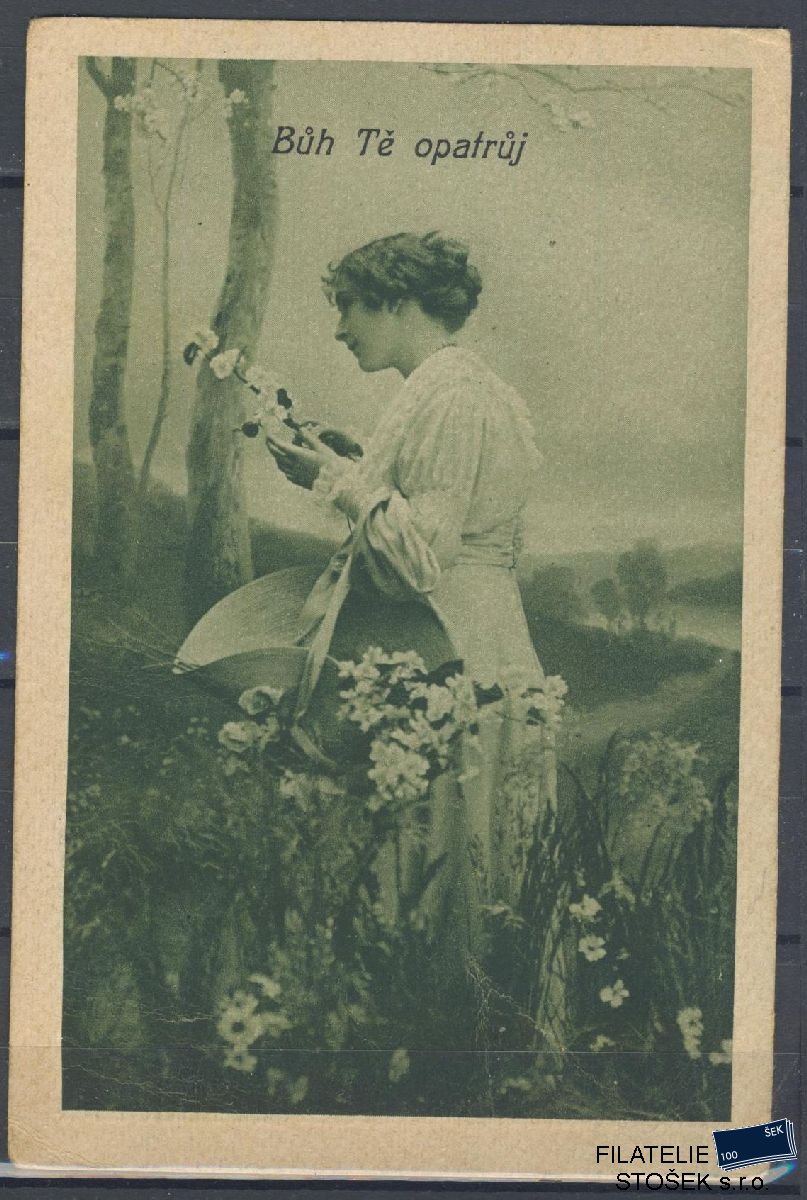 Námětová Pohlednice - Žena s květinou
