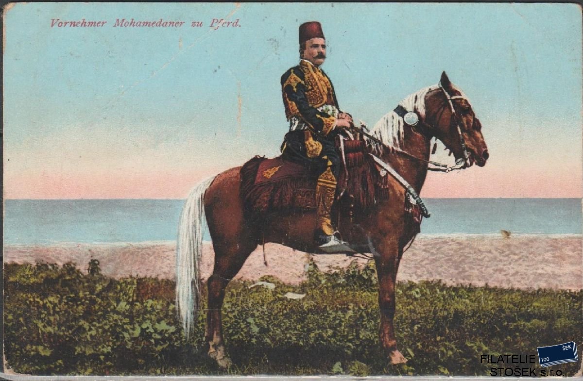 Bosna Pohlednice - Voják na koni