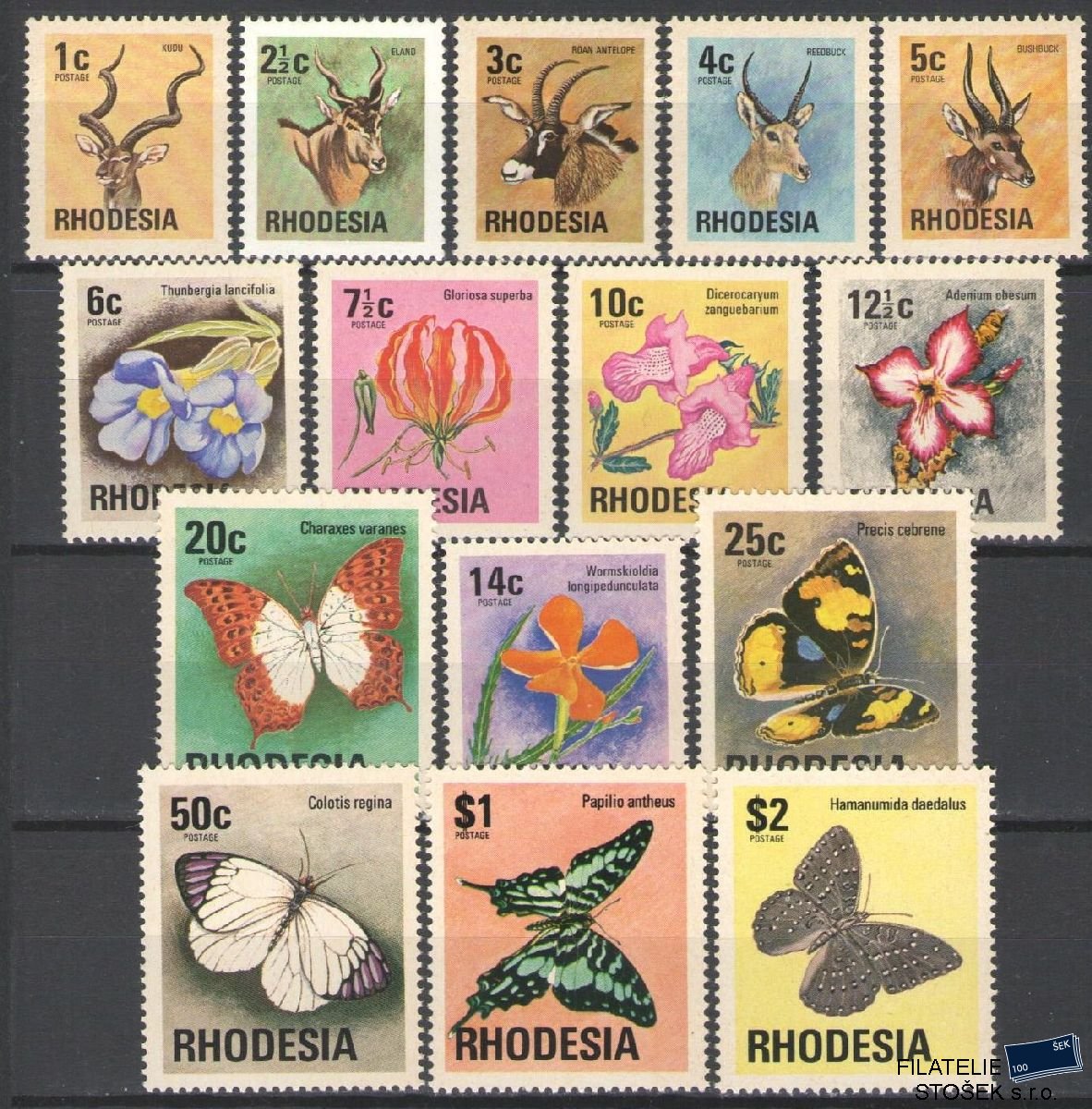 Rhodesia známky Mi 140-54
