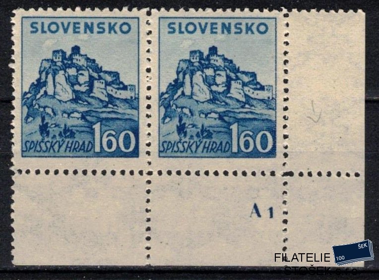 Slovenský štát známky 54 Dvoupáska Dč A1 pr.2,