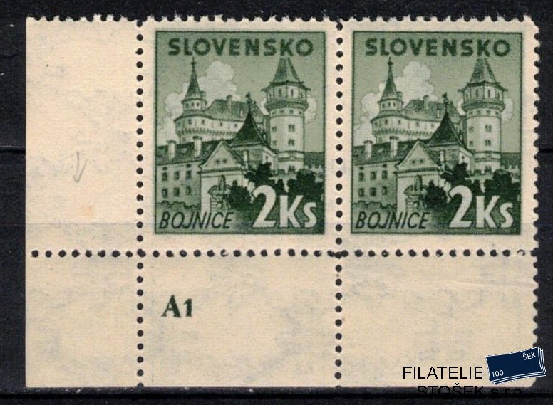 Slovenský štát známky 55 Dvoupáska Dč A1 pr.2,
