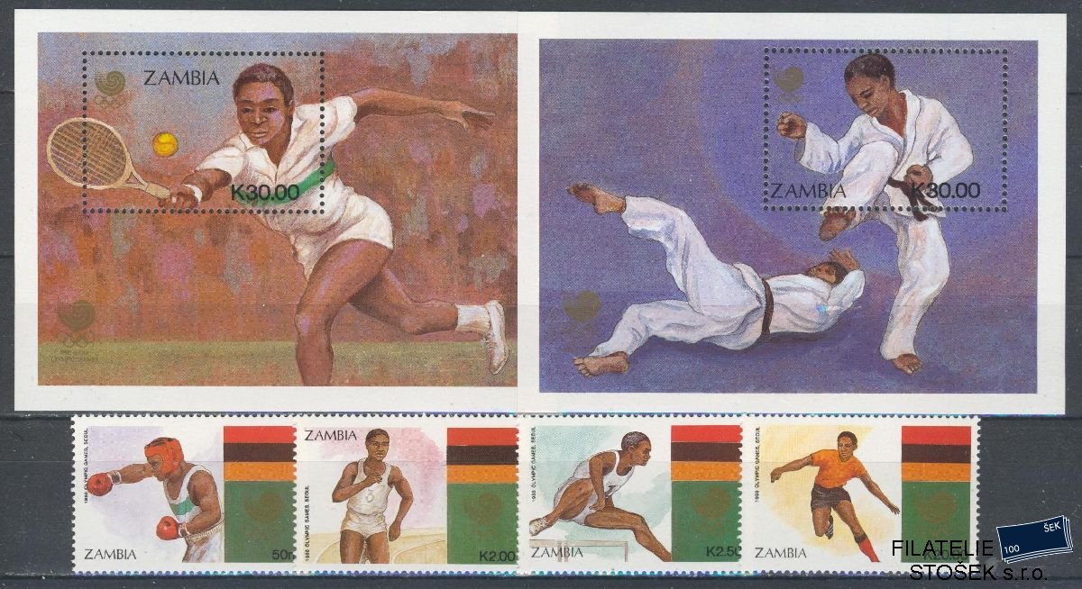 Zambia známky Mi 464-67 + Bl 16-17